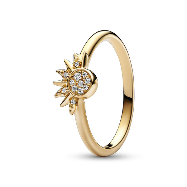 Pandora Moments Gold Plated Hemelse Sprankelende Zon Ring 162674C01