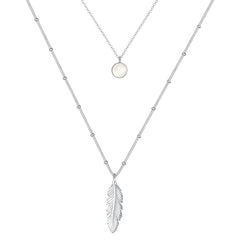 Elli 925 Sterling Silver Layered Link Chain Necklace with Moonstone 2004-BF-0007742-001