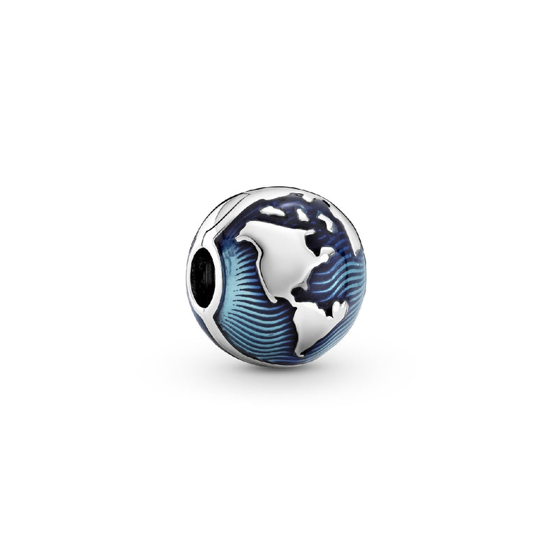 Pandora Places 925 Sterling Silver Blauwe Wereldbol Clip Bedel 799429C01-zoom-
