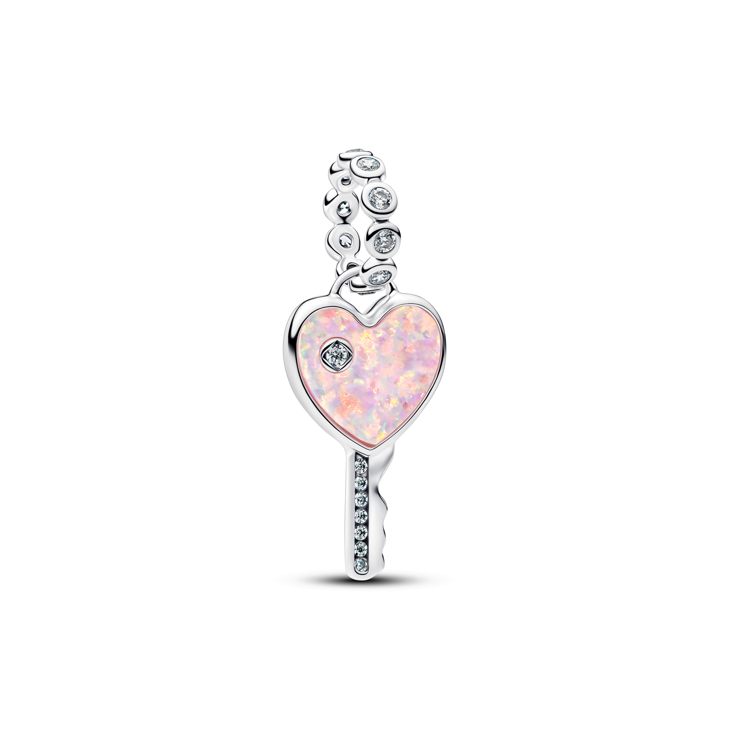 Pandora Moments 925 Sterling Silver Opalescent Heart Key Pendant 794427C01