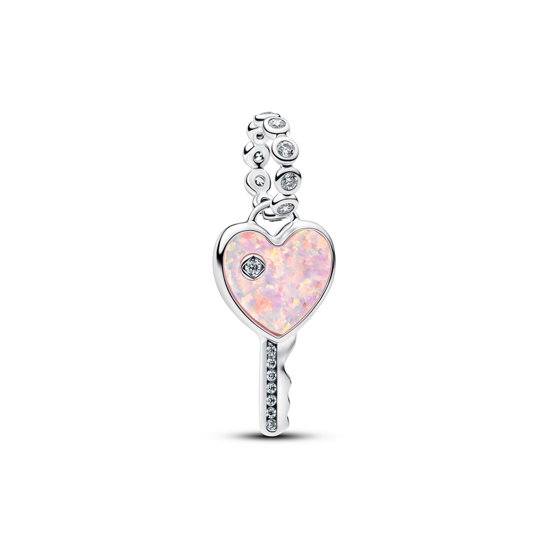 Pandora Moments 925 Sterling Silver Opalescent Heart Key Pendant 794427C01-zoom-
