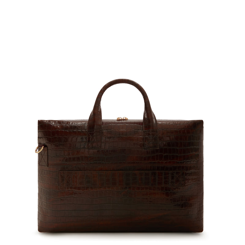 Isabel Bernard Honoré Anique Croco Bruine Kalfsleren Handtas IB25073-zoom-