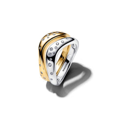 Pandora Essence Gold Plated Organically Shaped Two-Tone Stacking Rings 164674C01
