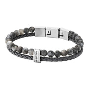G-STAR Tether02R Grijze Gevlochten Leren Armband GSJ.110.04