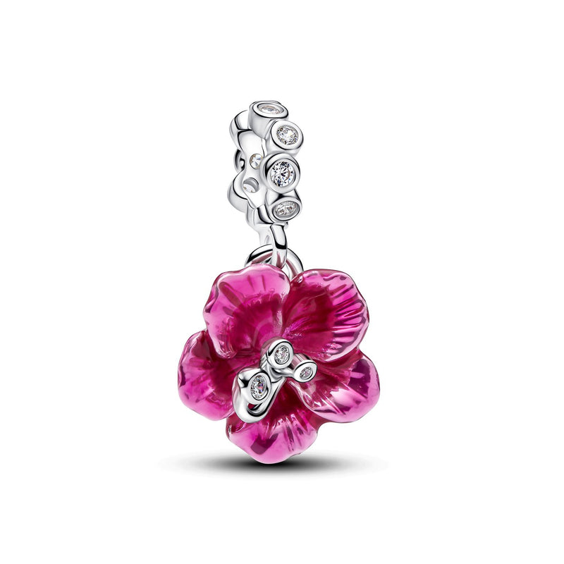 Pandora Moments Enamel Cubic Zirconia Hibiscus Hangende Bedel 794698C01-zoom-