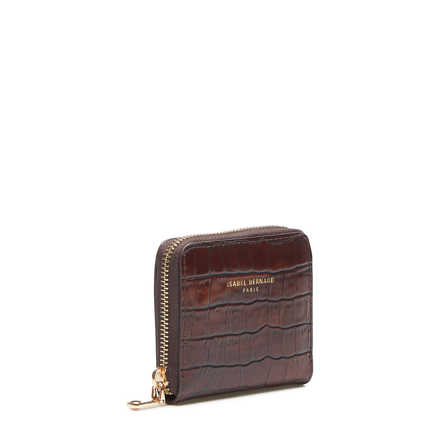 Isabel Bernard Honoré Jules Croco Brown Zip Wallet IB23106