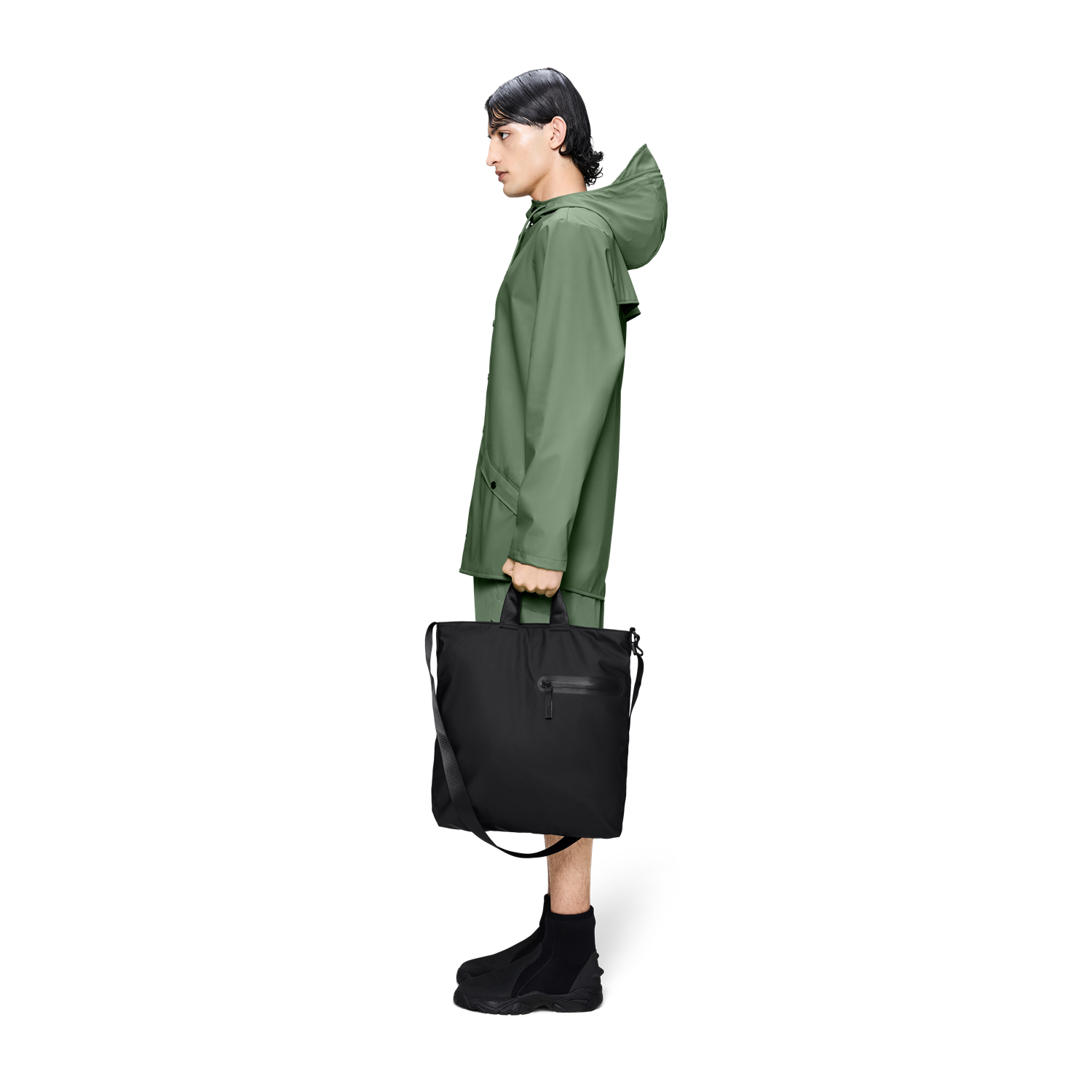 Rains Black Dash Tote Bag R16350-01