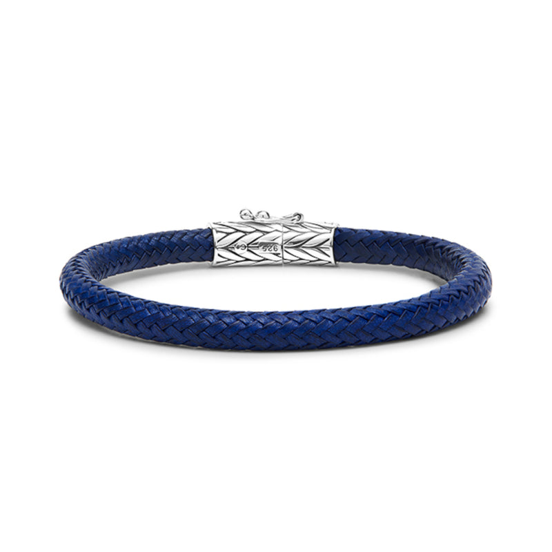 Buddha to Buddha Ellen 925 Sterling Zilveren Blauwe Leren Armband BTB149BU-F-zoom-