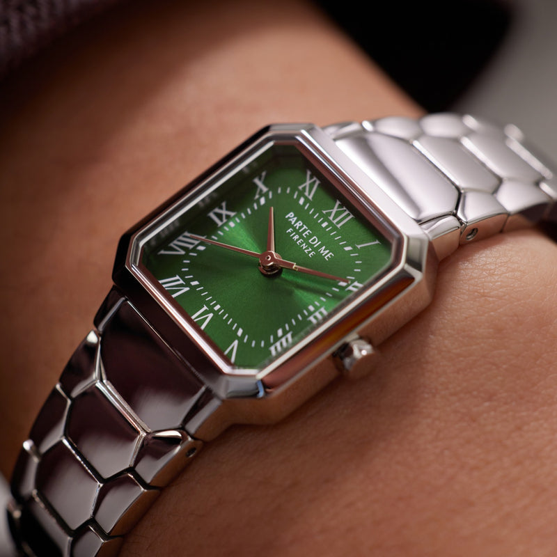Parte di Me Orologio vierkant dameshorloge zilverkleurig en groen PDM09029-zoom-