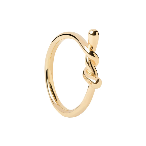 P D Paola Twist 925 Sterling Silver Ring Gold Plated AN01-D23