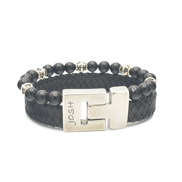 Josh Black Natural Stone Bracelet 25035SL/BLCK