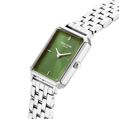 Parte Di Me Orologio Rechthoekig Women'sWatch Silverlcoloured and Green PDM09005
