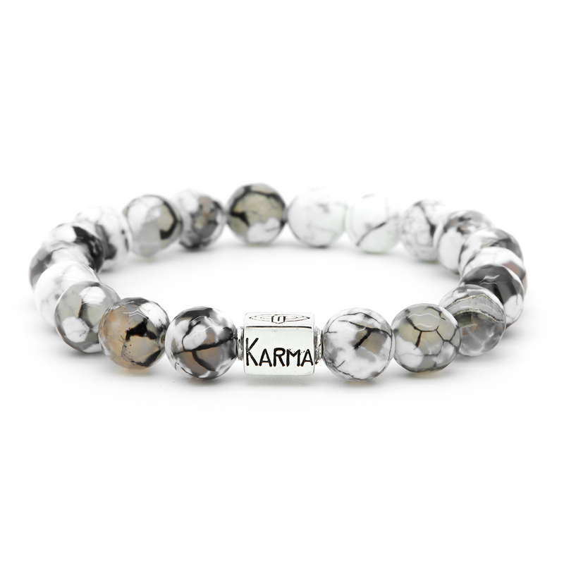 Karma 925 Sterling Silver Black/White Maddox Silver Bead Bracelet 96081 (Length 21.00 cm)-zoom-