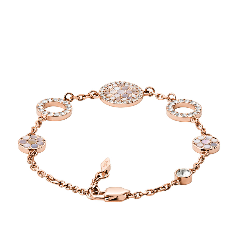 Fossil Rosegold coloured Vintage Glitz Bracelet JF01739791 (Length: 17.78 - 20.32 cm)-zoom-
