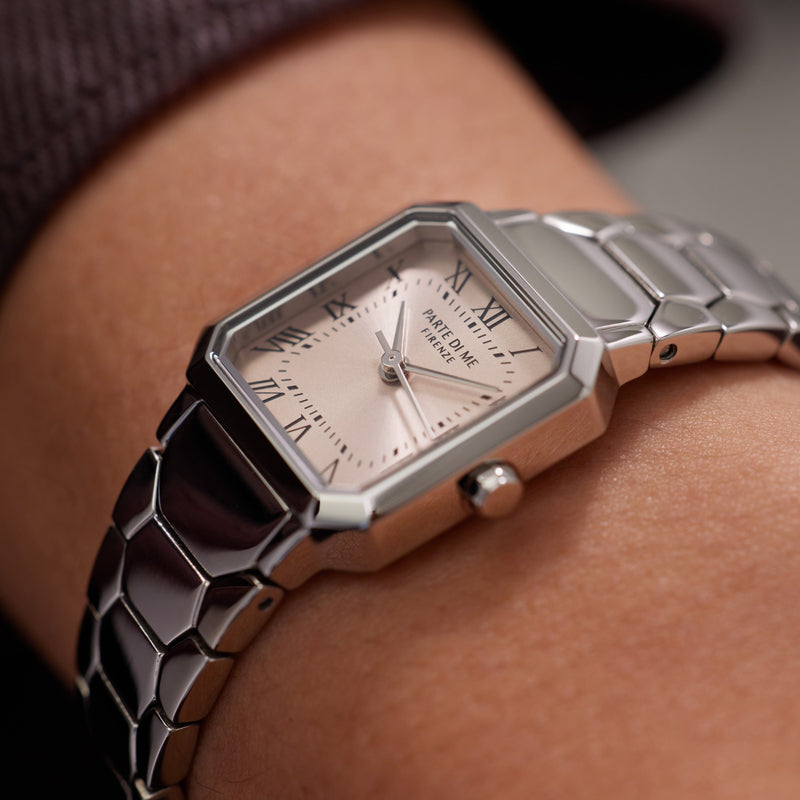 Parte di Me Orologio vierkant dameshorloge zilverkleurig en taupe PDM09028-zoom-