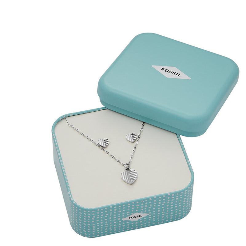 Fossil Harlow Silver-coloured Necklace and Ear Studs Giftset JF04669SET-zoom-