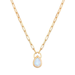 Elli 925 Sterling Silver Link Chain Necklace Gold plated with Moonstone 2004-BF-0008216-001