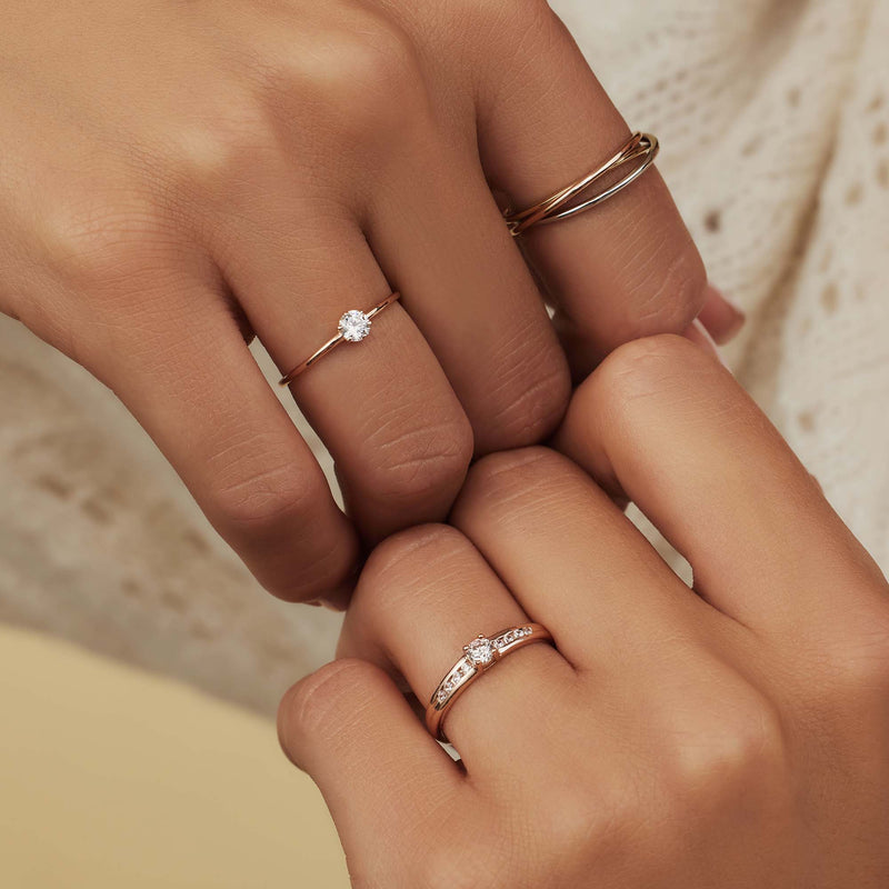 Isabel Bernard La Concorde Estee 14 Karaat Rosé Gouden Ring IB330075-50 (Maat: 50)-zoom-