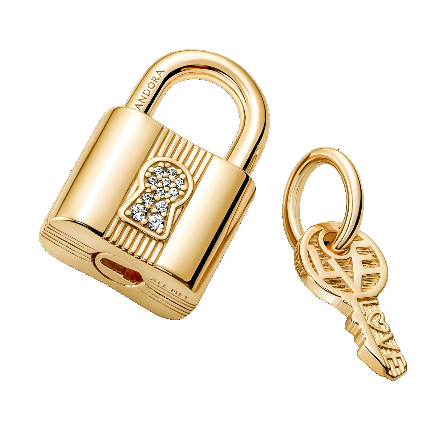 Pandora Moments Gold-coloured Padlock & Key Charm 760088C01