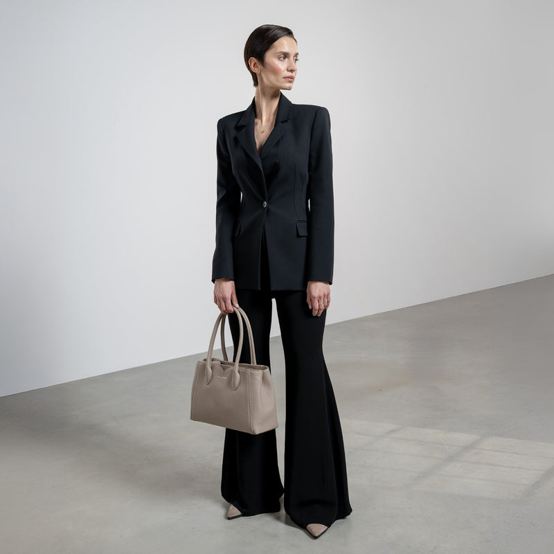 Isabel Bernard Honoré Cloe Midi Taupe Kalfsleren Handtas IB25082-078-zoom-