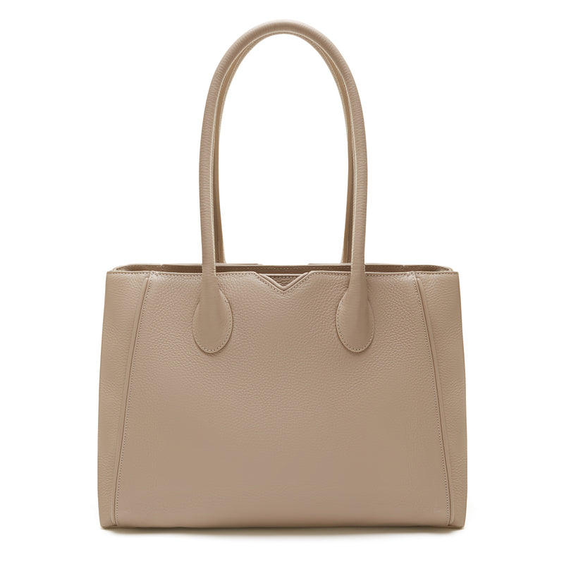Isabel Bernard Honoré Cloe Taupe Handtas van Kalfsleer IB25016-zoom-