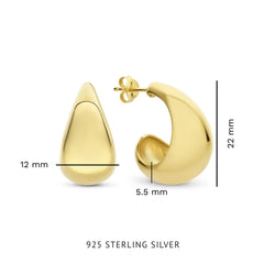 Parte Di Me Bibbiena Poppi Casentino 925 Sterling Silver Gold Plated Hoop Earrings PDM36160