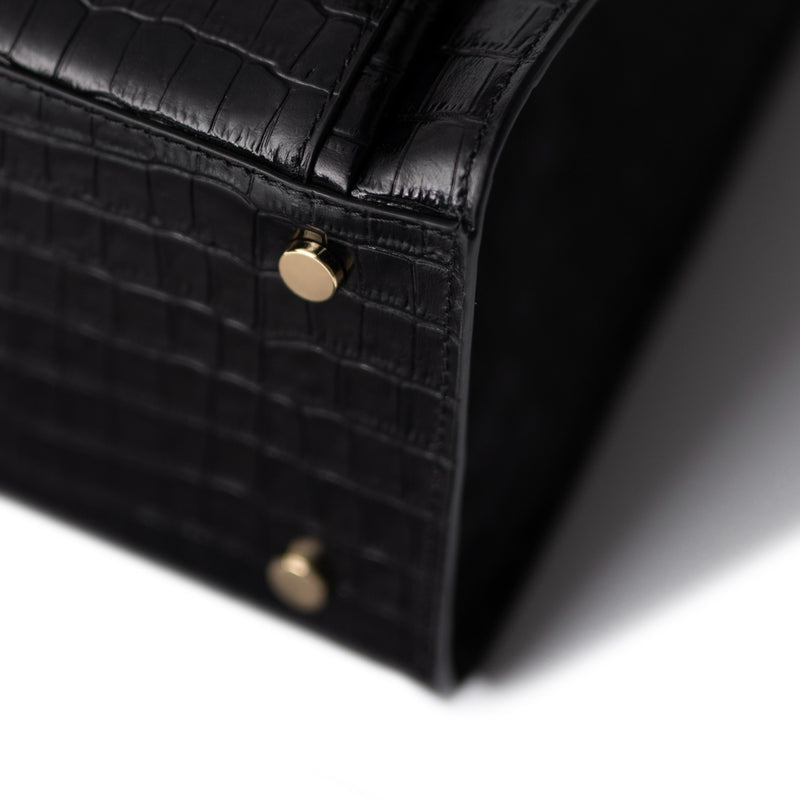 Isabel Bernard Honoré Nadine Zwarte Croco Handtas van Kalfsleer IB25033-zoom-