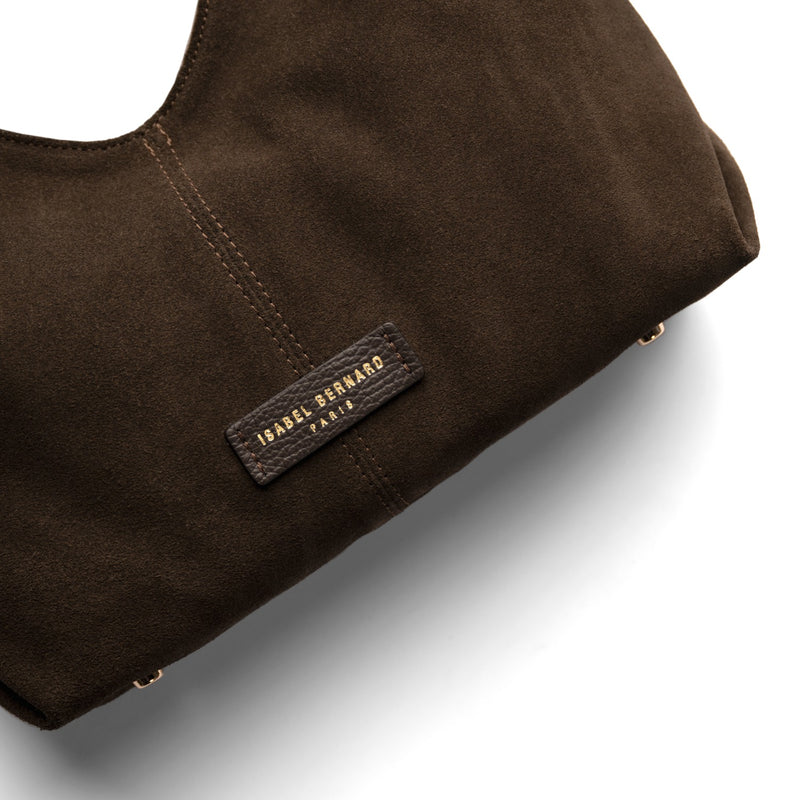 Isabel Bernard Honoré Grace mini donker bruine suède handtas IB21132-131-zoom-