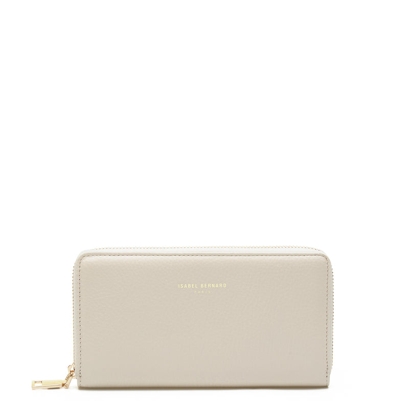 Isabel Bernard Honoré Léa Beige Kalfsleren Ritsportemonnee IB23012-zoom-