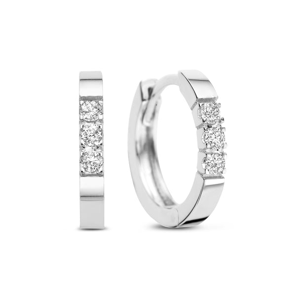 De la Paix Madeline 14 karaat witgouden oorringen met diamant 0.15 ct