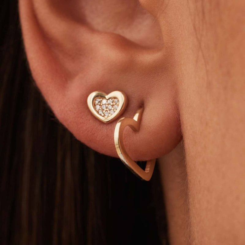 Beloro Jewels Regalo d'Amore 9 karaat gouden oorbellen set met hart BO90051-zoom-