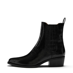 Isabel Bernard Vendôme Amandine croco black calfskin leather boots IB53010-201-36