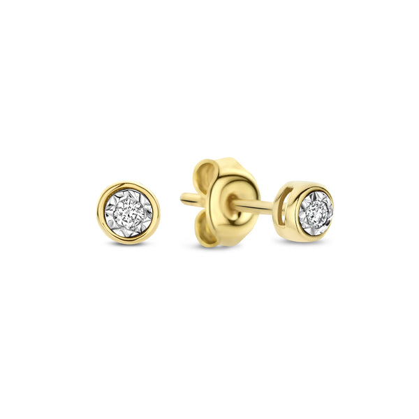 De la Paix Inaya 14 karaat gouden oorknoppen met diamant 0.04 karaat