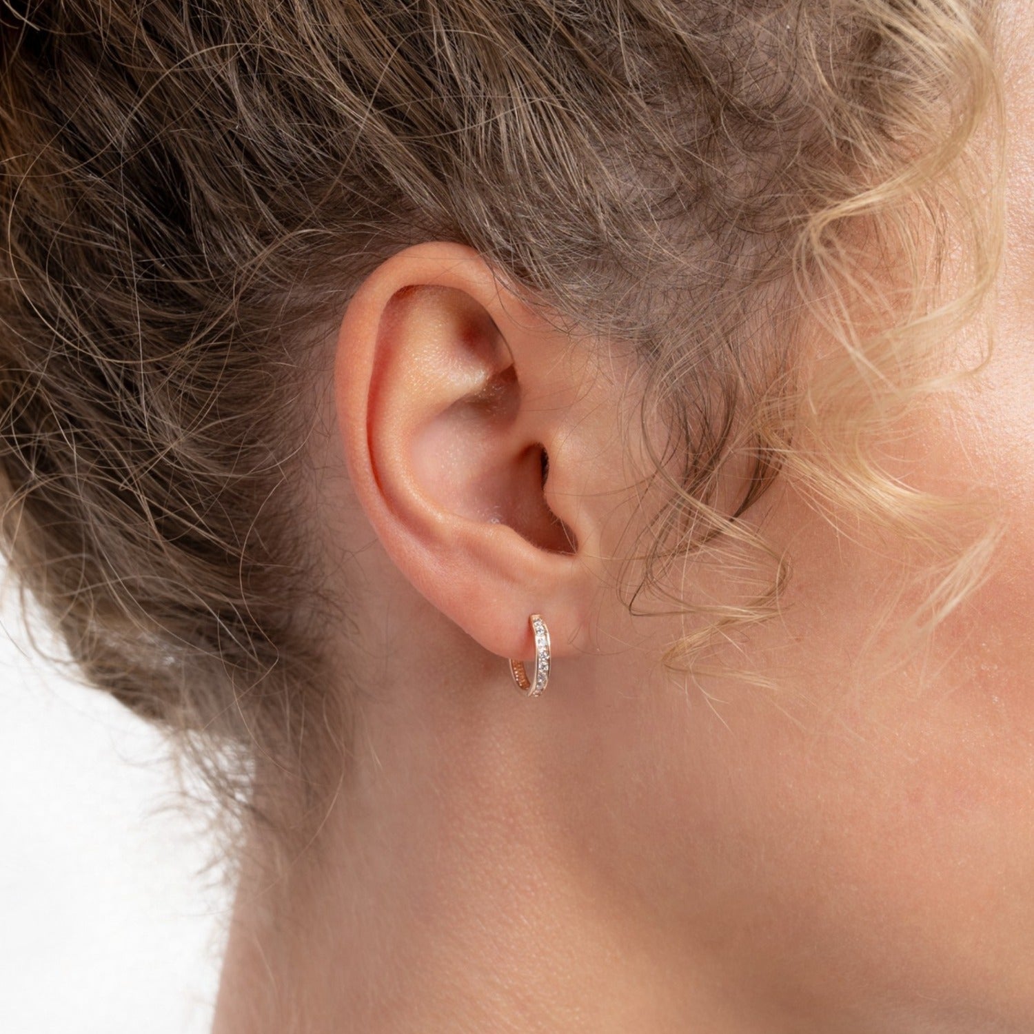 Isabel Bernard La Concorde Tiphaine 14 Carat Rosegolden Hoop EarringswithZirconia IB360095