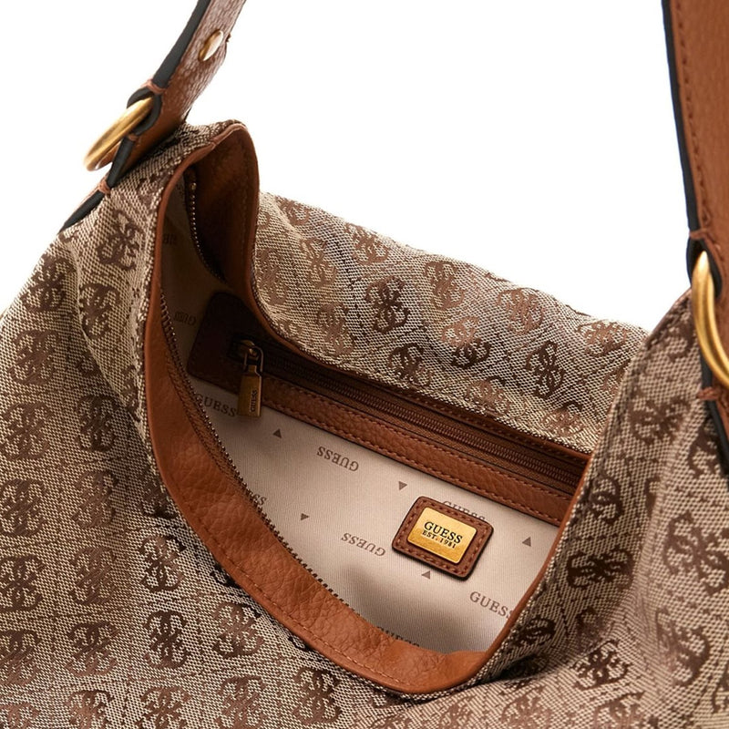Guess Camden Latte Logo Cognac Schoudertas HWJJ93-8180-LLG-zoom-