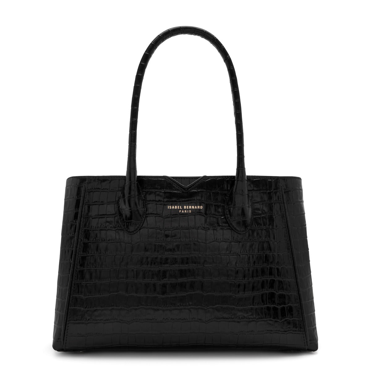 Isabel Bernard Honoré Cloe Midi Croco Zwarte Kalfsleren Handtas IB25082-201