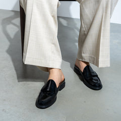 Vendôme Blandine black spazzolato leather mules IB51016-601-35