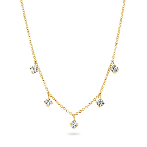 Ketting met 5 bedels van zirkonia 14k goud