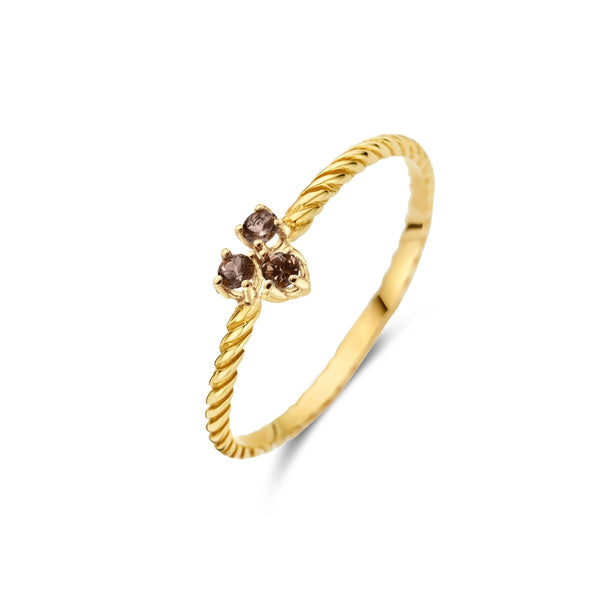 Triangle Smoky Quartz Ring - 14 karaat goud