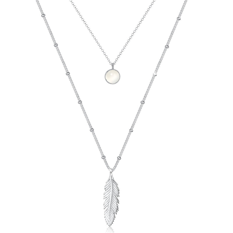 Elli 925 Sterling Silver Layered Link Chain Necklace with Moonstone 2004-BF-0007742-001-zoom-