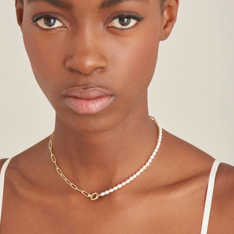 Ania Haie Pearl Power 925 Sterling Silver Gold-coloured Necklace AH-N043-01G-zoom-