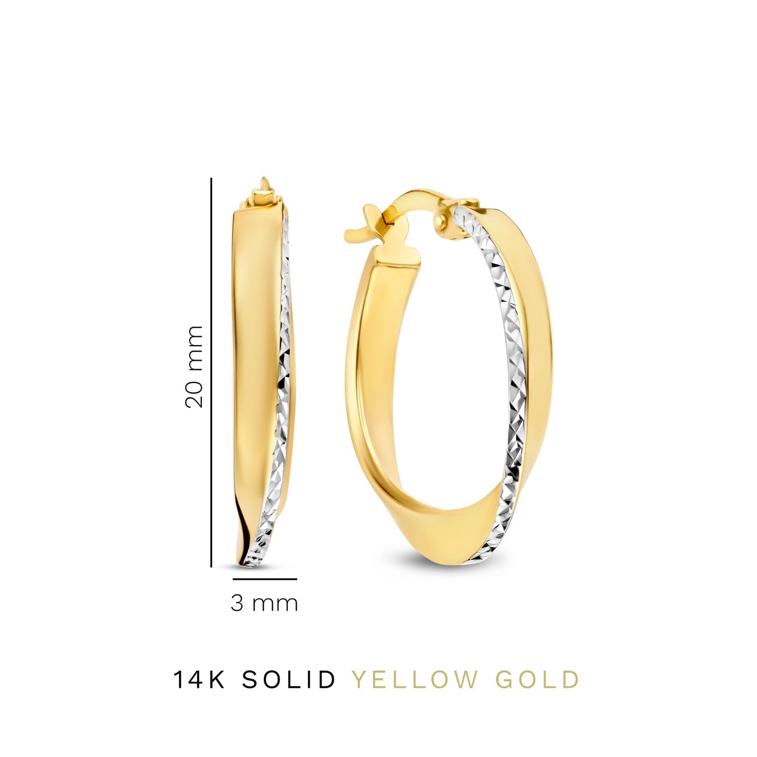 Isabel Bernard Rivoli Laura 14 carat Gold Hoop Earrings with Diamond Cut IB360258