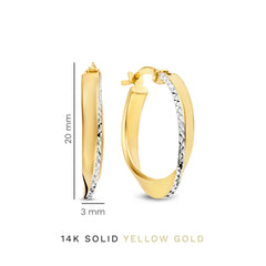 Isabel Bernard Rivoli Laura 14 carat Gold Hoop Earrings with Diamond Cut IB360258