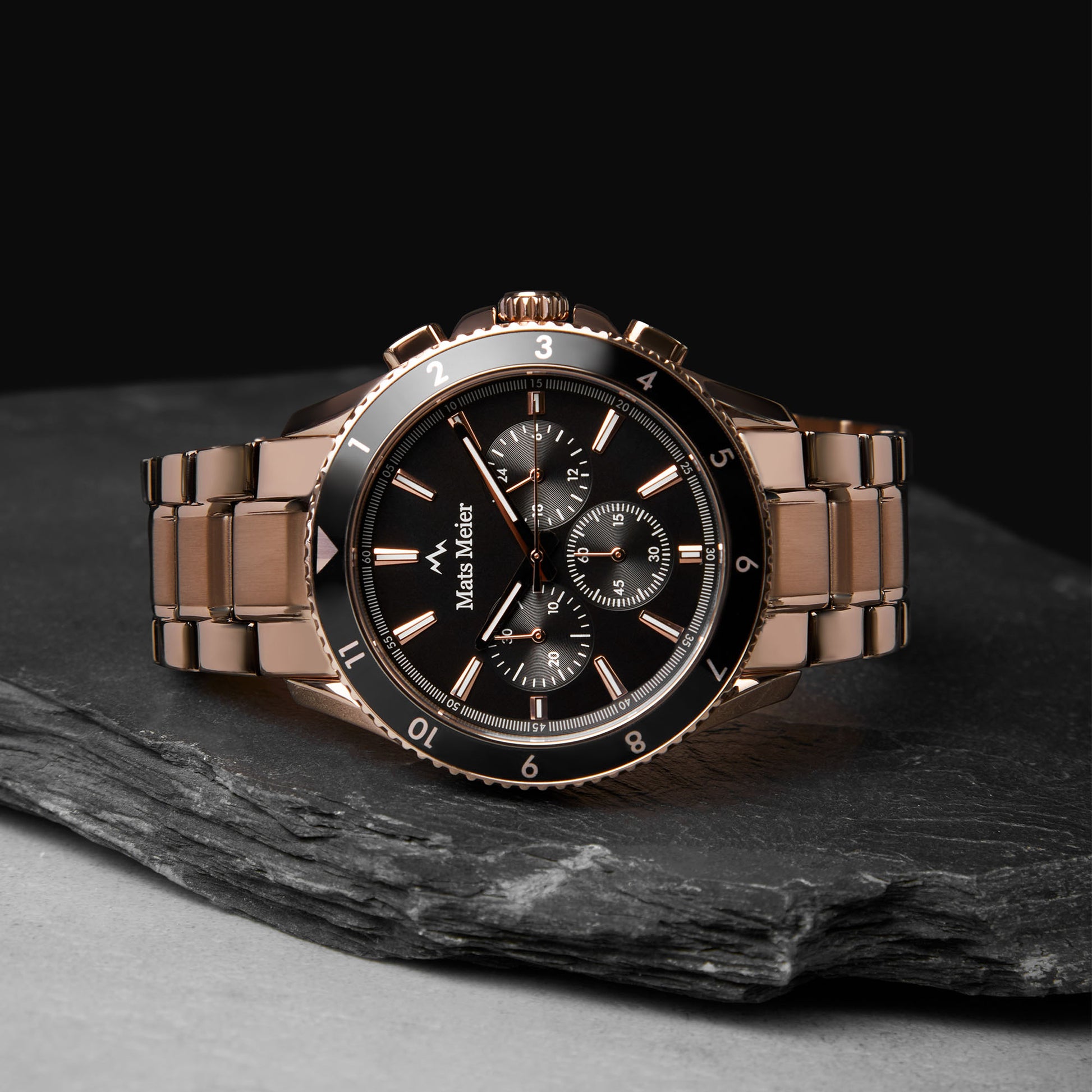 Mats Meier Ponte dei Salti Chronograph Men'sWatch Roesgoldcoloured and Black MM00510