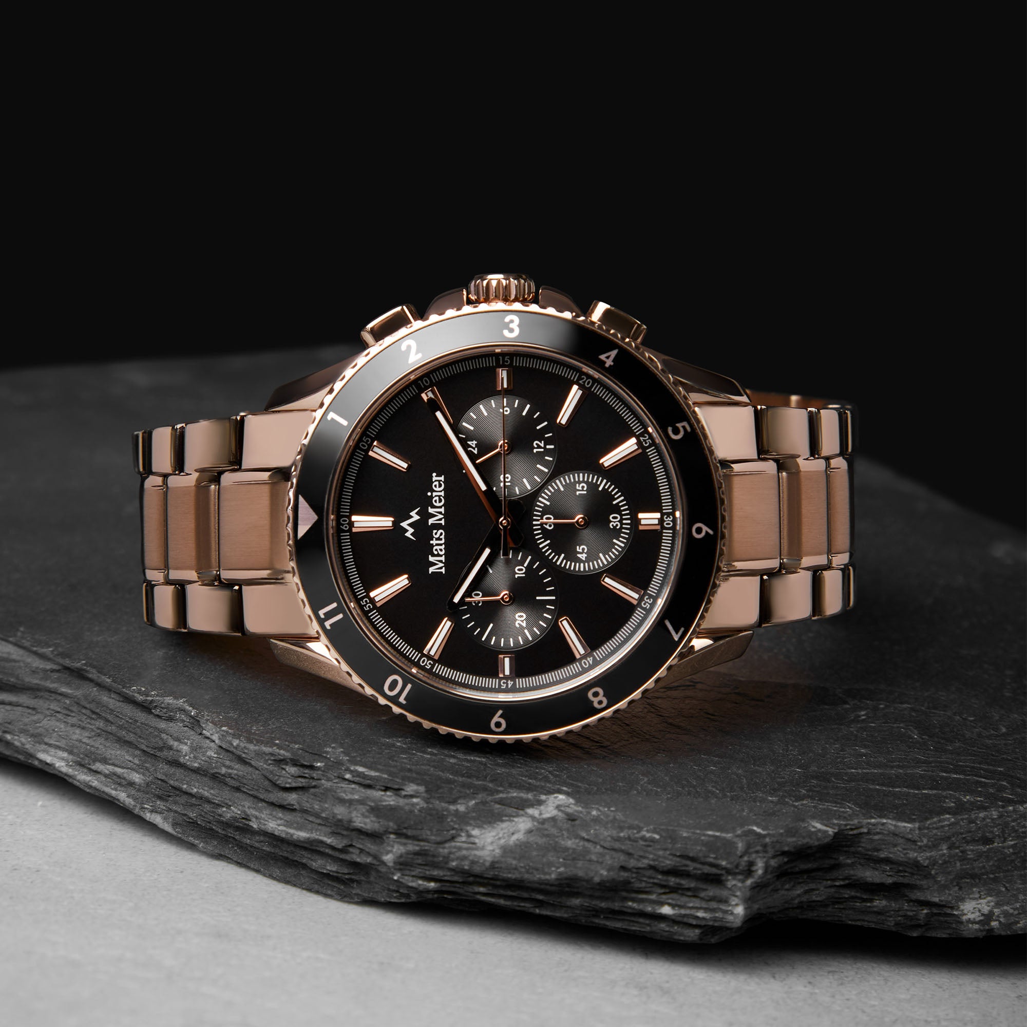 Mats Meier Ponte dei Salti Chronograph Men'sWatch Roesgoldcoloured and Black MM00510