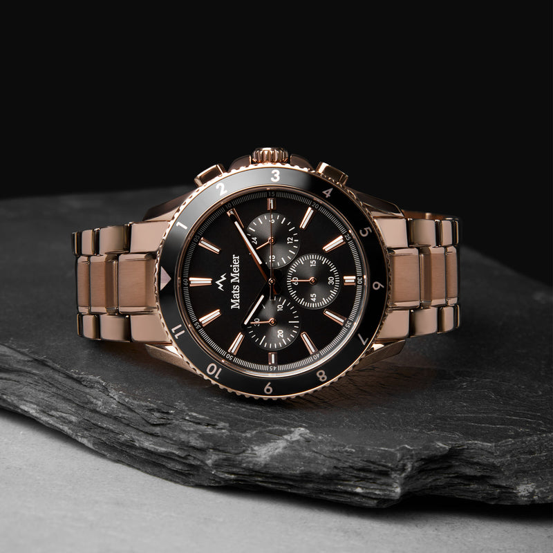 Mats Meier Ponte dei Salti Chronograaf Herenhorloge Rosé Goudkleurig en Zwart MM00510-zoom-