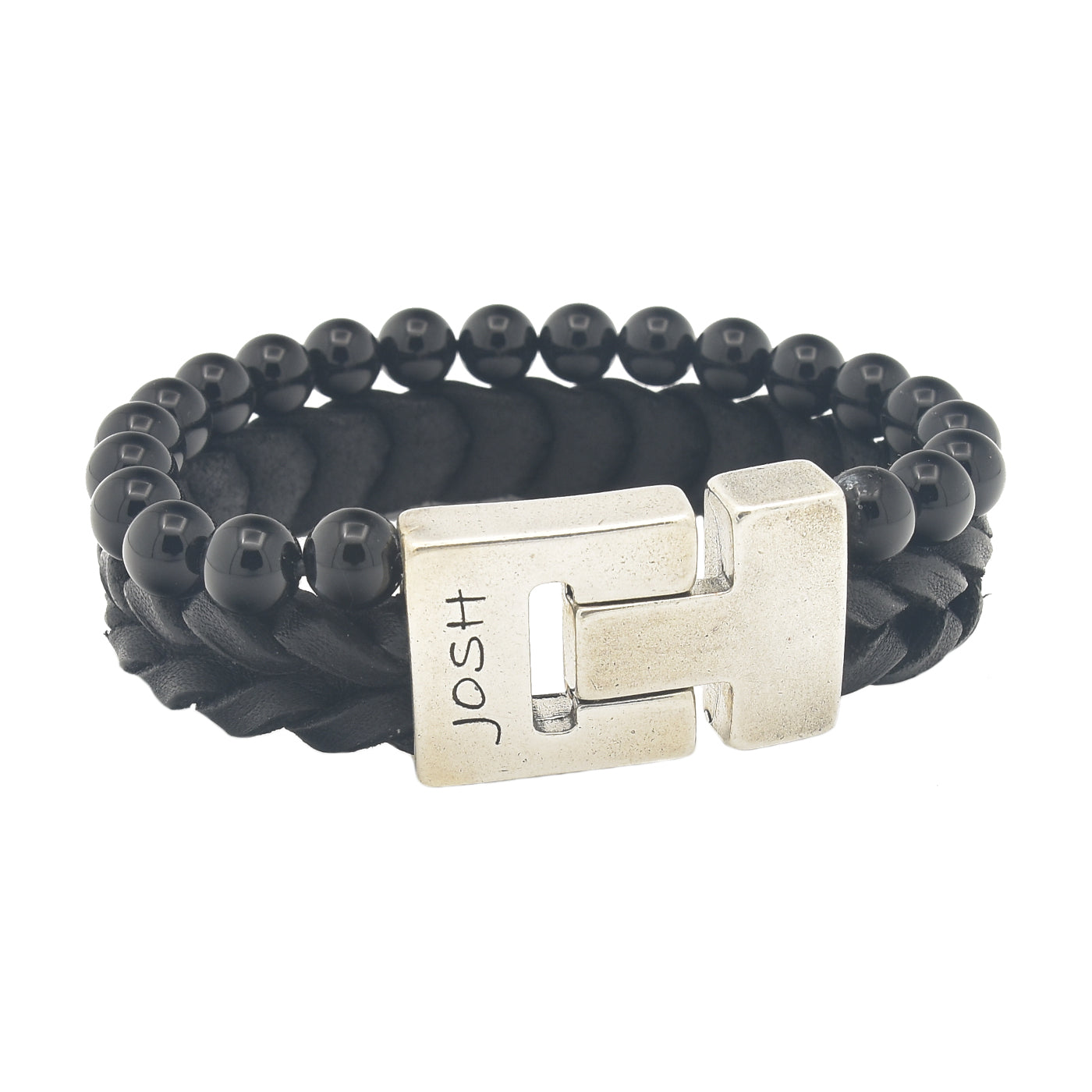 Josh Black Leather Bracelet 24989-BRA-S/BLACK/L