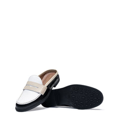Vendôme Blandine Black And White Calfskin Leather Mules With White Details IB51016-10170-35