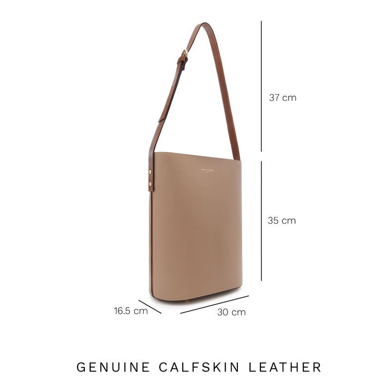 Isabel Bernard Honoré Lora Taupe Leren Schoudertas van Kalfsleer IB25085-378-zoom-