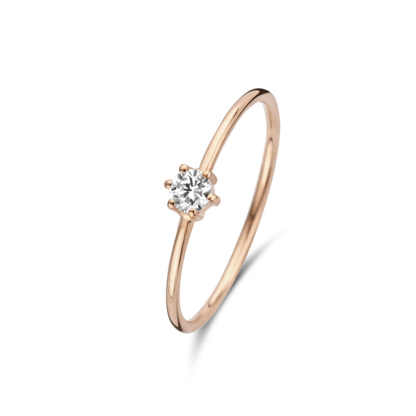 La Concorde Abelle 14 karaat rosé gouden ring met zirkonia steentje